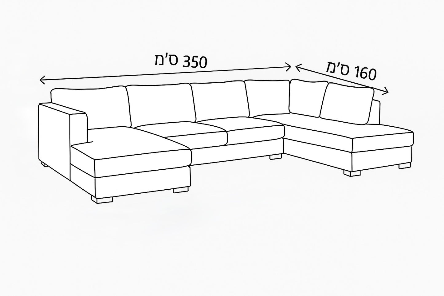 ספת פינת ישיבה יוקרתית בצורת ח