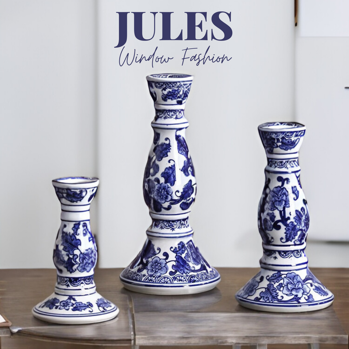 Blue and white פמוט פורצלן
